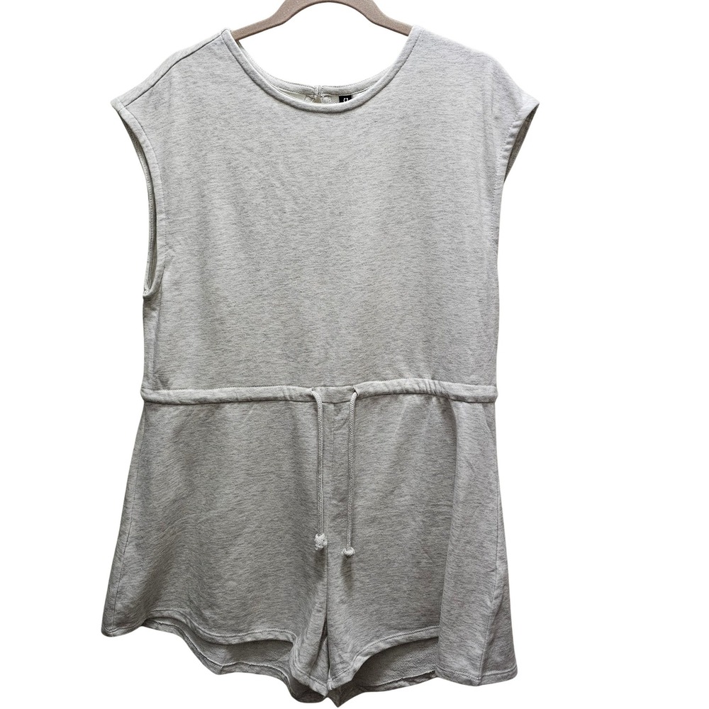 H&M Divided Gray Sweatshirt Romper Sleeveless Drawstring Waist Size L
